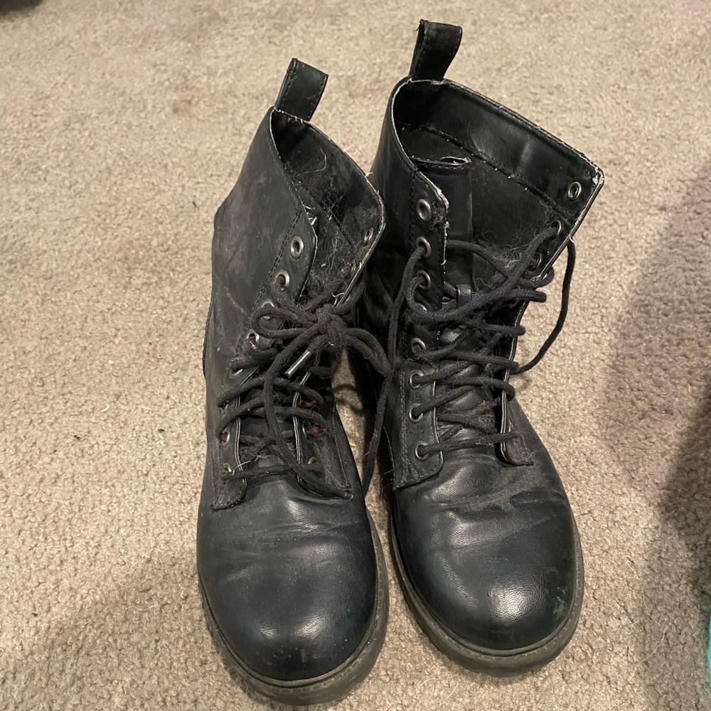 black combat boots